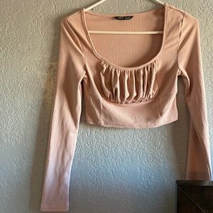 Pink long sleeve crop top!!!!